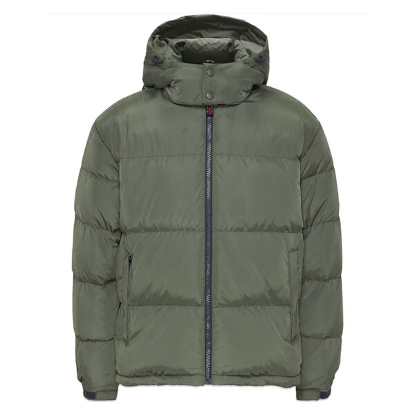 A custom puffer jacket designed for warmth and comfort, suitable for both men and women, featuring a hood and quilted design for added protection.