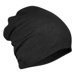A cozy winter beanie cap with a thick knit design, featuring a fold-over brim and a soft, warm fabric perfect for cold weather.