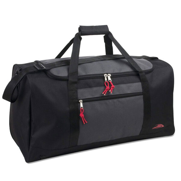 A selection of custom gym bag featuring team logos and personalized designs for athletes and teams.