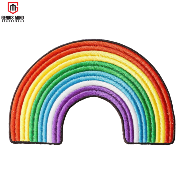 High-quality Rainbow custom embroidered patches with personalized designs, ideal for apparel and accessories.
