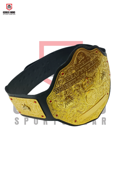 BIG GOLD World Heavyweight Championship Replica Title Belt with 2MM brass plate, adult size, perfect for collectors and fans.